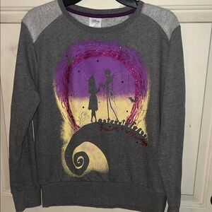 Disney the nightmare before Christmas Gray and Purple Graphic Women's Sweater L